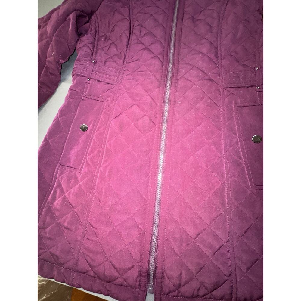 Liz Claiborne Women’s Purple Hooded Quilted Mid-Length Jacket Zip/Snap M - Picture 2 of 11